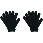 GEZHEN Black Gloves Children's Gloves Knitted Gloves Black 2 Pairs Winter Gloves for Kids Stretchy Warm Bulk Pack Boys Girls Children